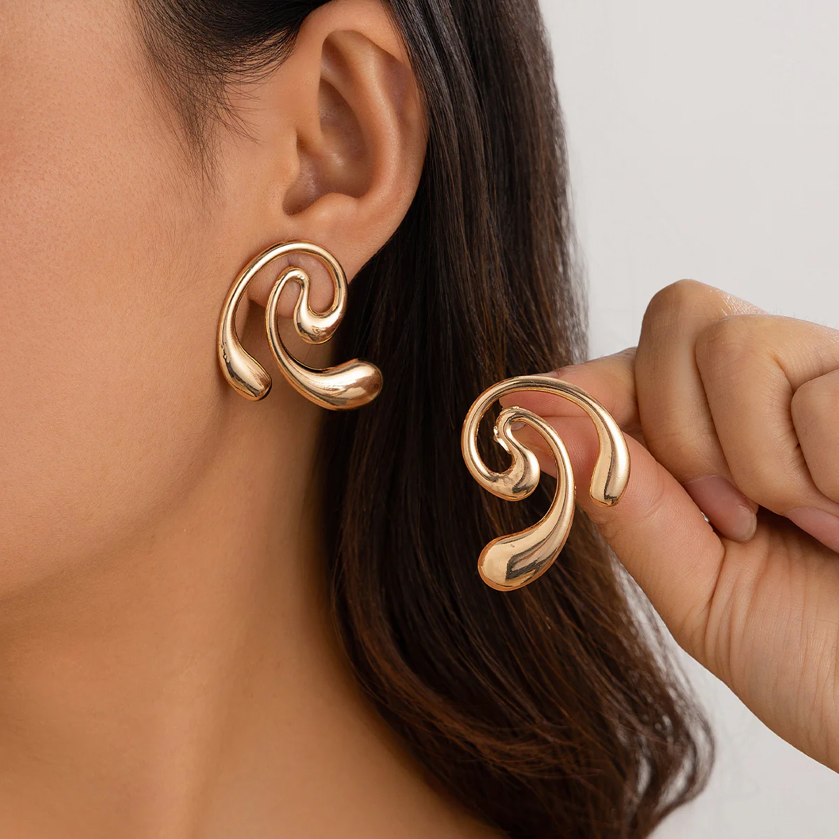 Geometric Metal Stud Earrings