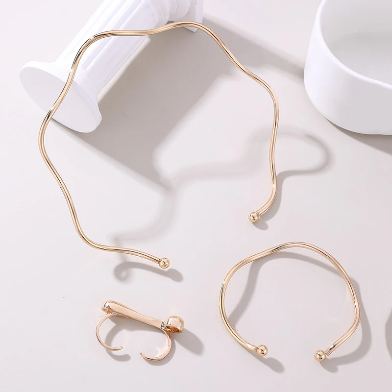 Geometric Necklace, Bracelet & Ring Set