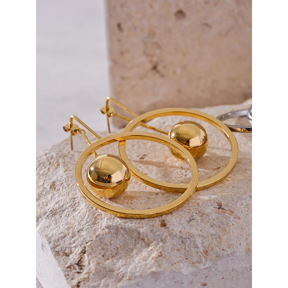 Geometric Sphere Drop Earrings - Image 4