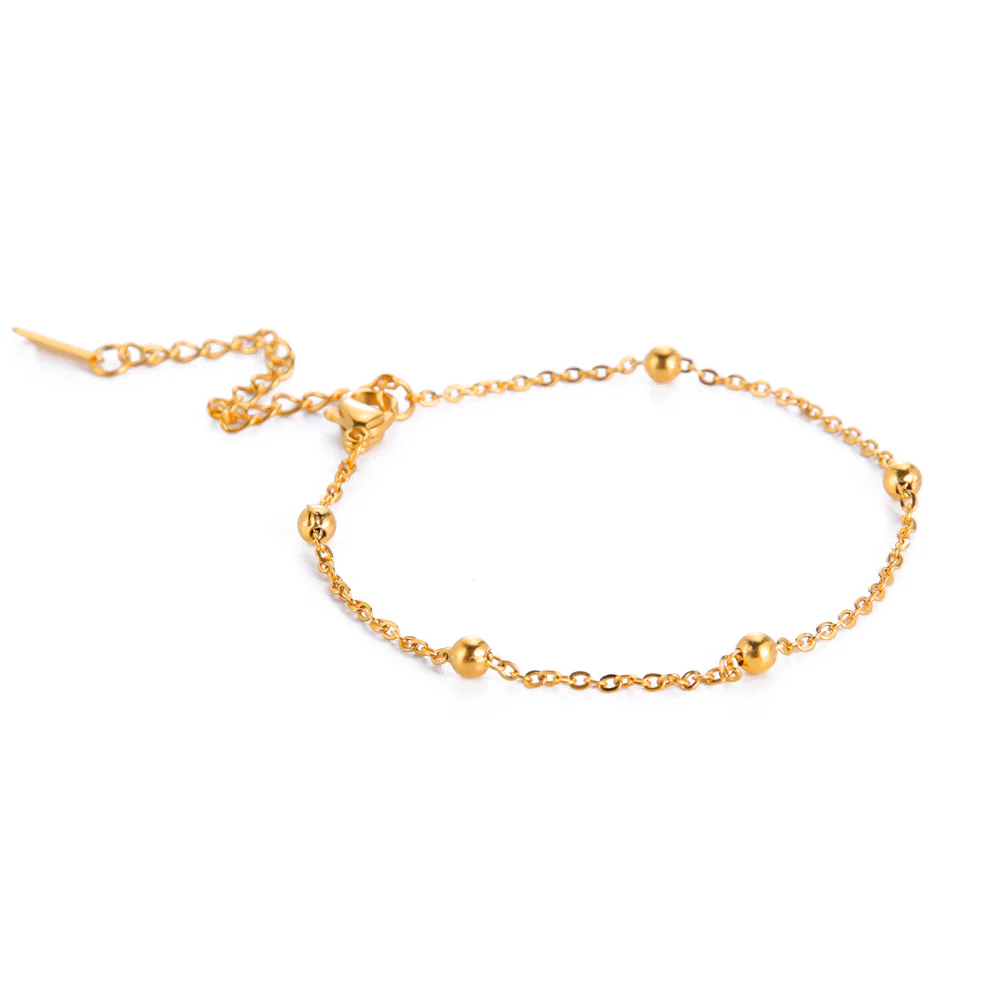 Gold Beaded Anklet - Image 2