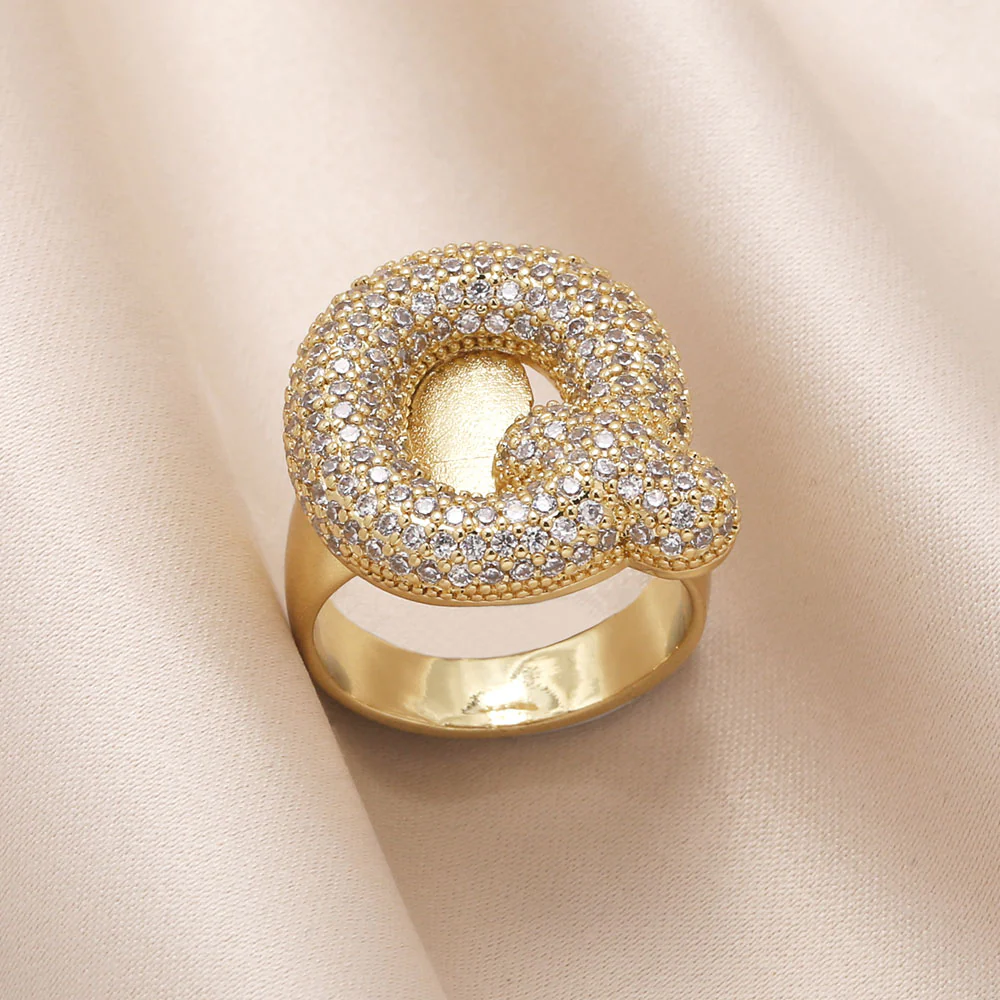 Gold Bubble Letter Initial Ring - Image 15