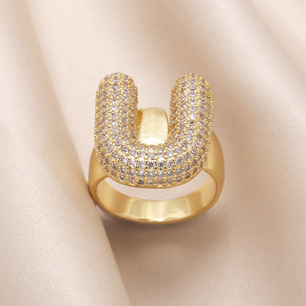 Gold Bubble Letter Initial Ring - Image 19