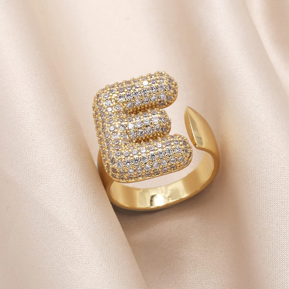Gold Bubble Letter Initial Ring - Image 24