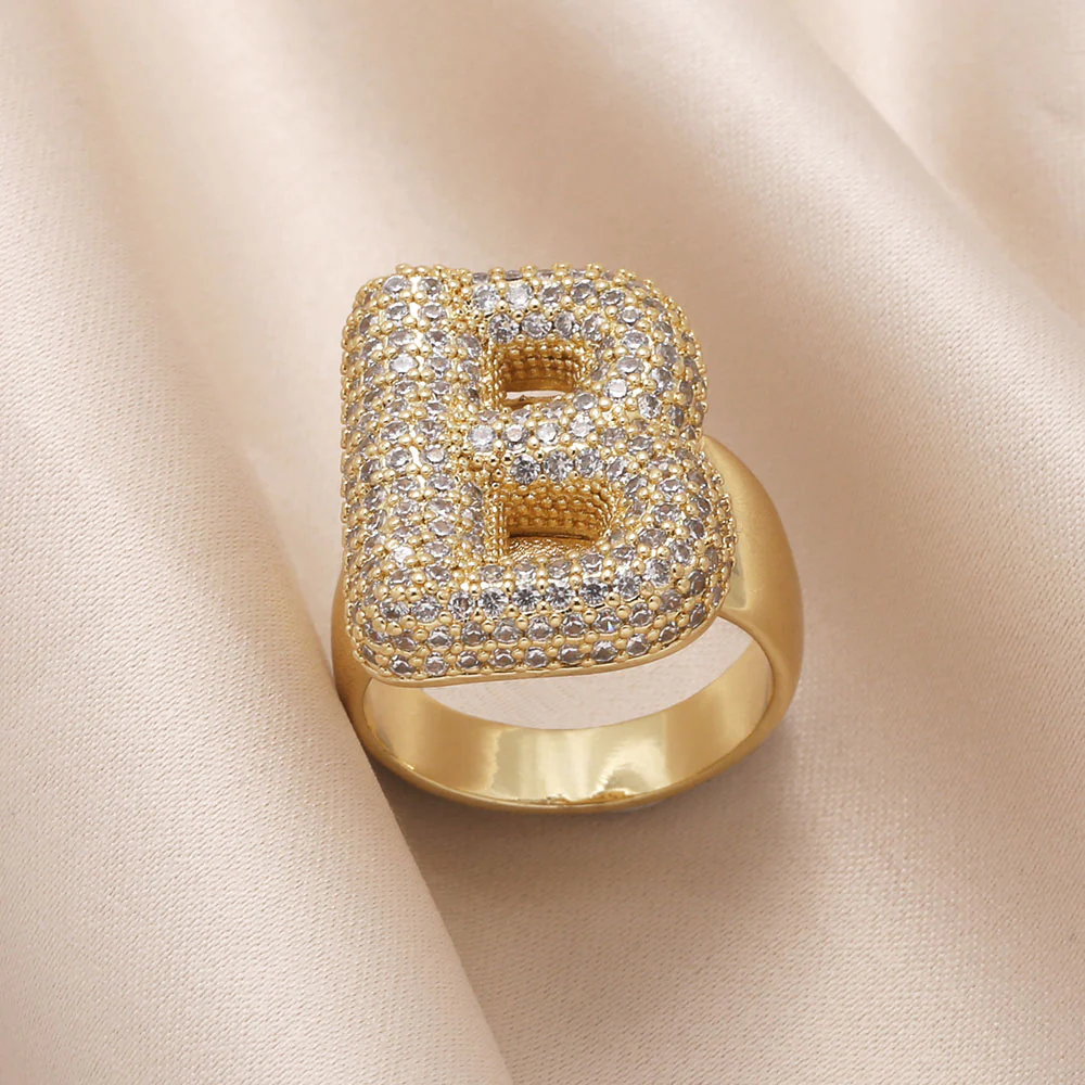 Gold Bubble Letter Initial Ring - Image 26