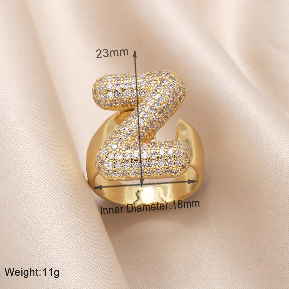 Gold Bubble Letter Initial Ring - Image 28