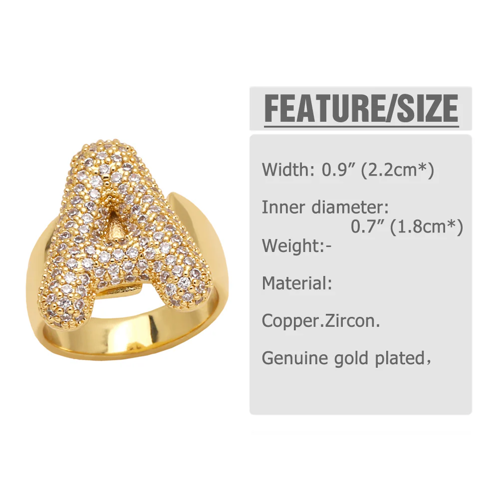Gold Bubble Letter Initial Ring - Image 31