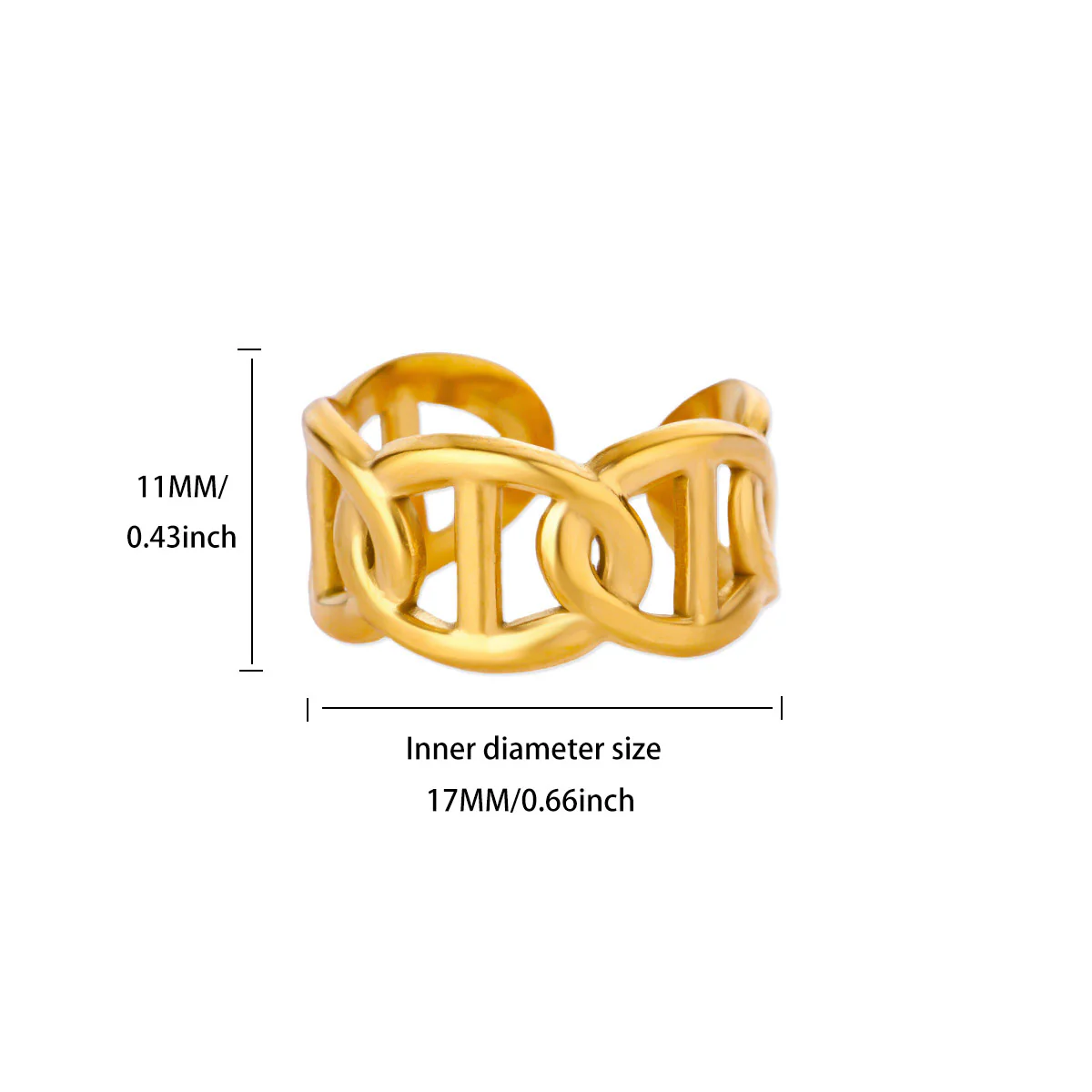 Gold Chain Link Open Ring - Image 2