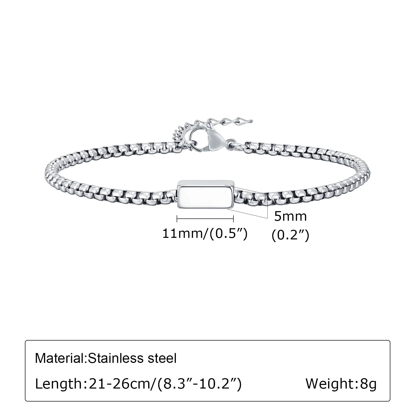 Gold Initial Box Chain Bracelet - Image 4