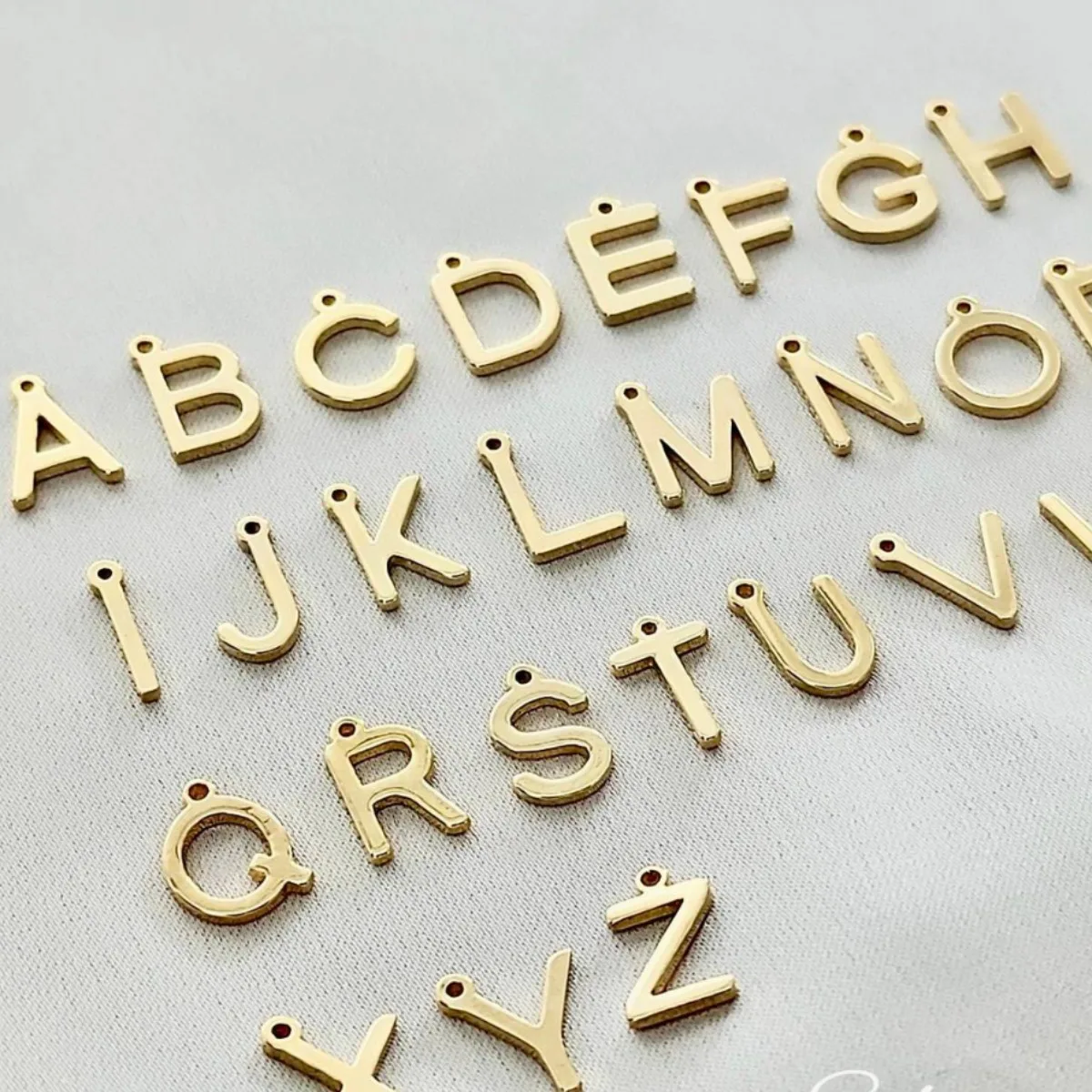 Gold Initial Charm Bangle Bracelet - Image 3