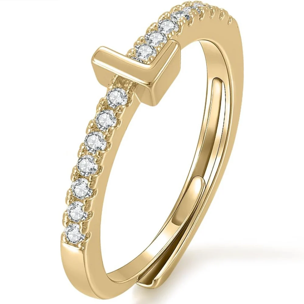 Gold Initial Letter Adjustable Ring - Image 12