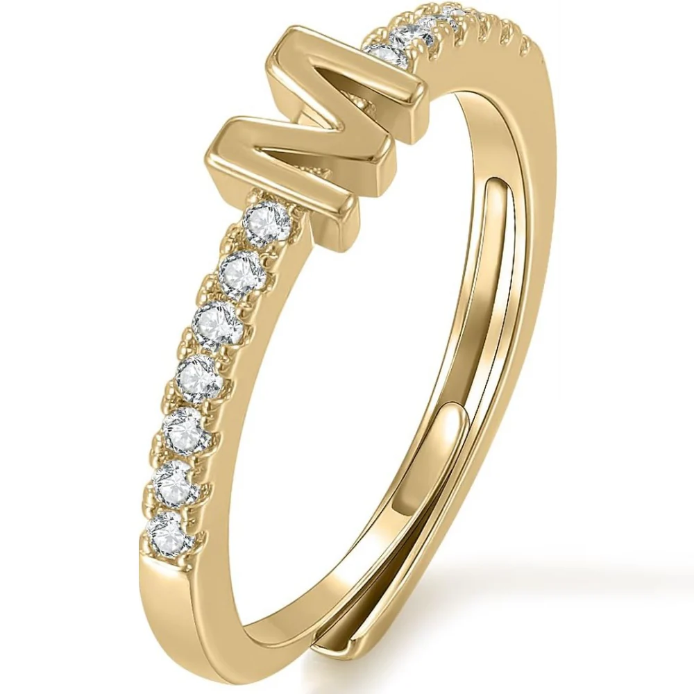Gold Initial Letter Adjustable Ring - Image 13