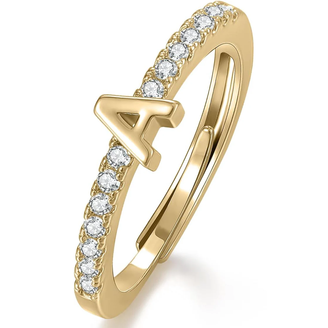 Gold Initial Letter Adjustable Ring - Image 2