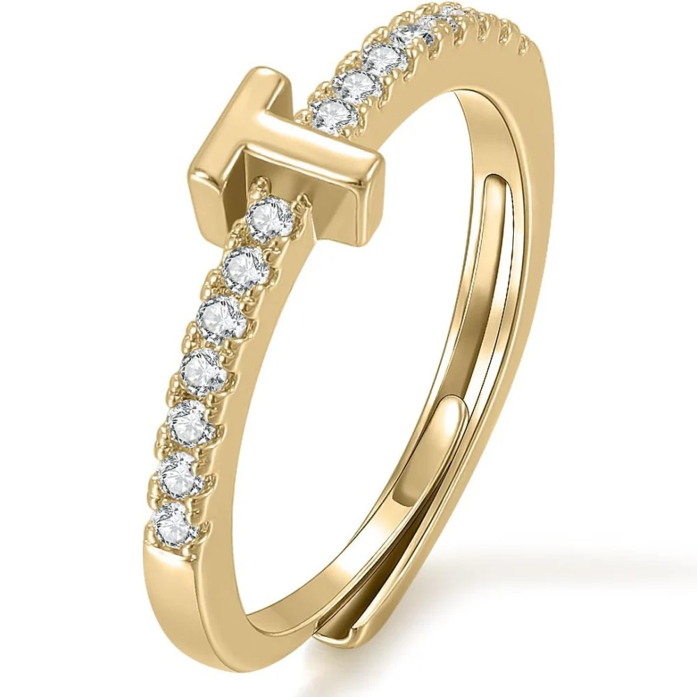 Gold Initial Letter Adjustable Ring - Image 20