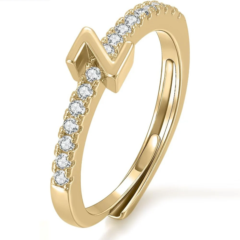 Gold Initial Letter Adjustable Ring - Image 26