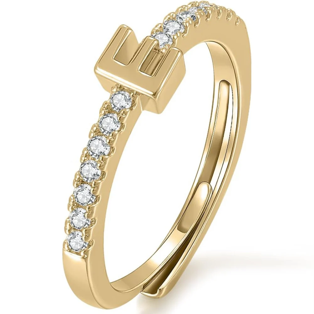 Gold Initial Letter Adjustable Ring - Image 5