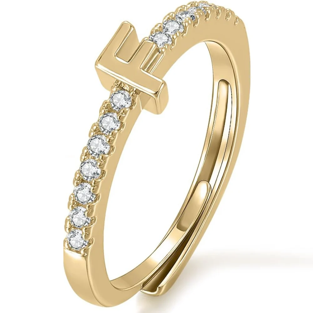 Gold Initial Letter Adjustable Ring - Image 6