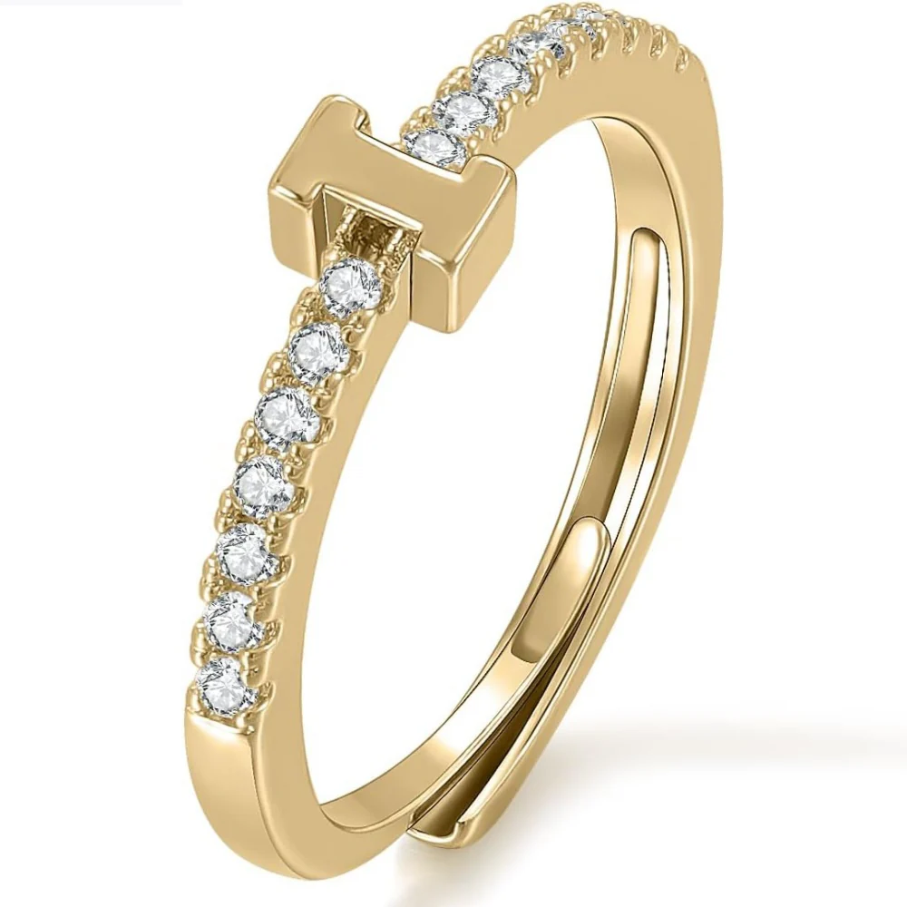 Gold Initial Letter Adjustable Ring - Image 9