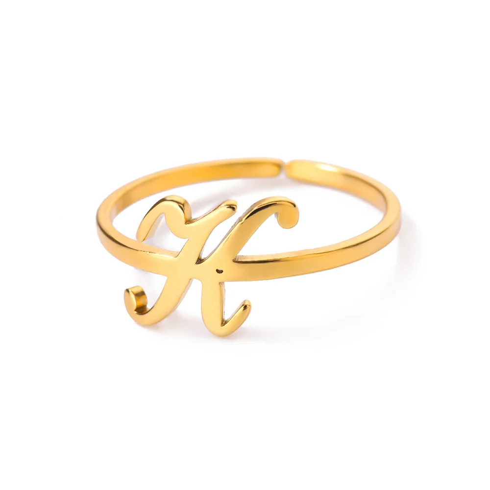 Gold Initial Letter Ring - Image 16