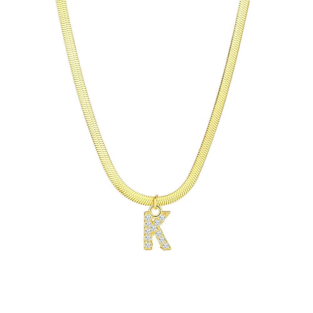 Gold Snake Chain Initial Necklace - Image 12