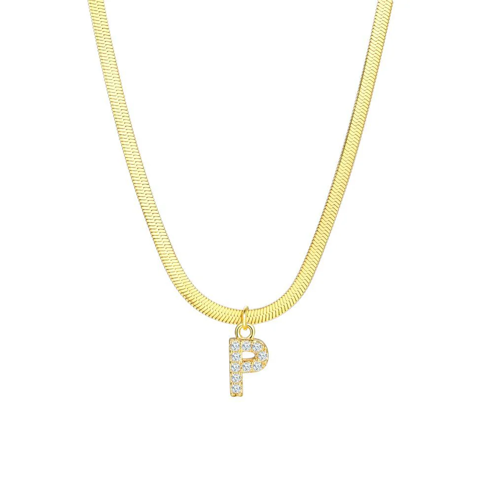 Gold Snake Chain Initial Necklace - Image 16