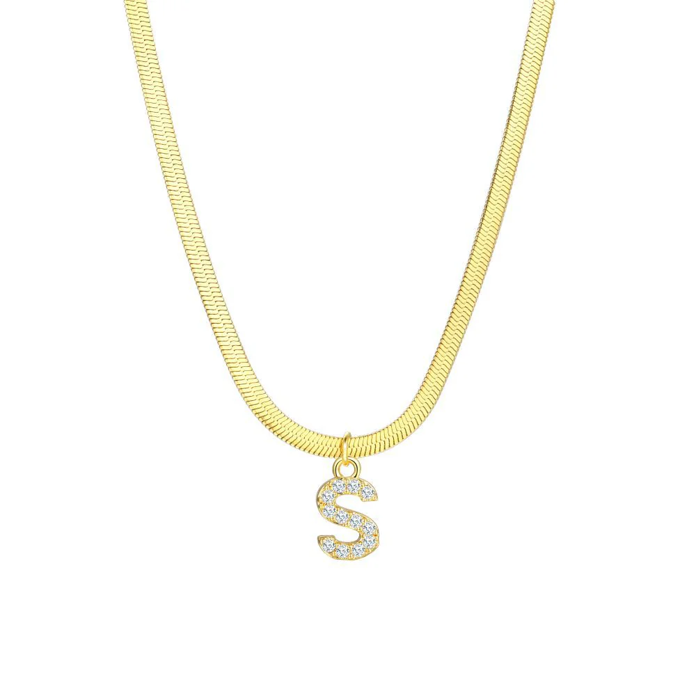 Gold Snake Chain Initial Necklace - Image 18