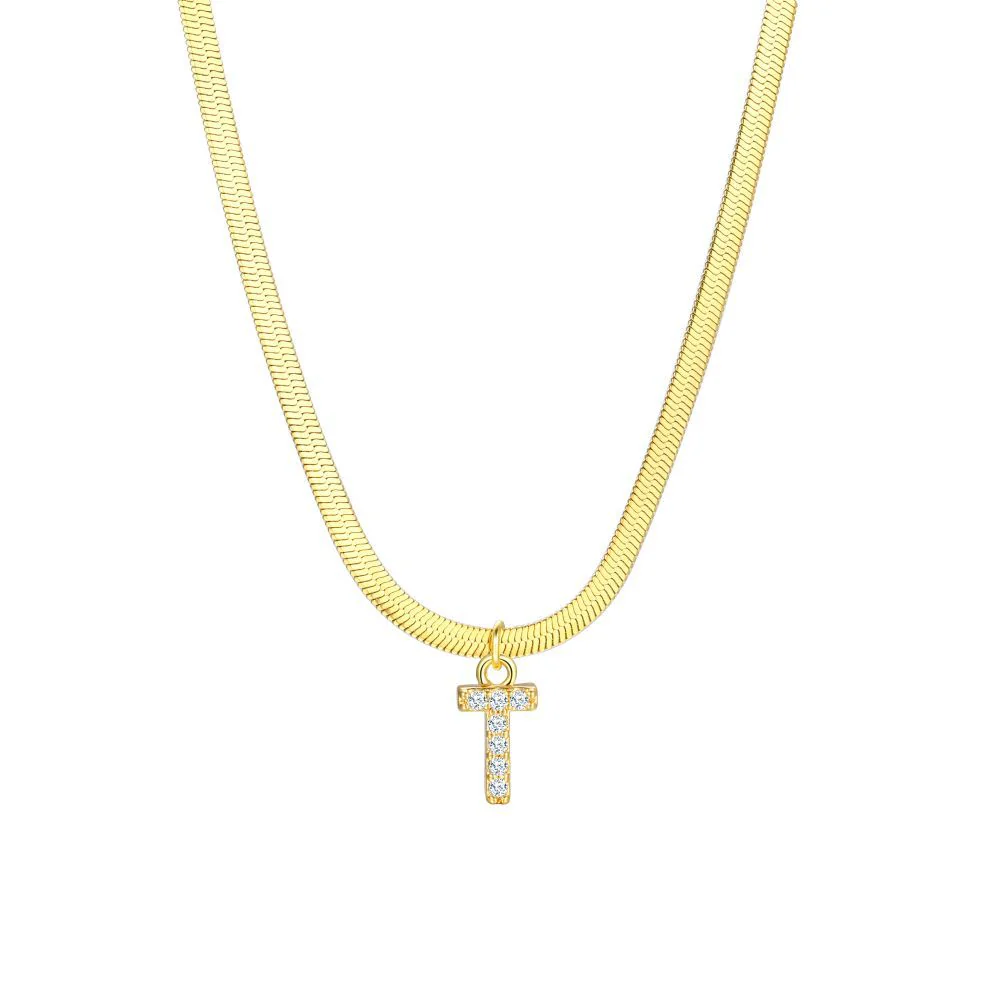 Gold Snake Chain Initial Necklace - Image 19