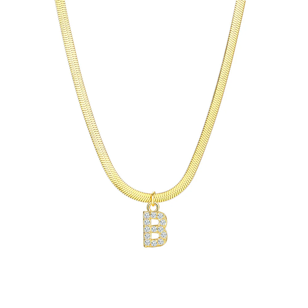 Gold Snake Chain Initial Necklace - Image 3