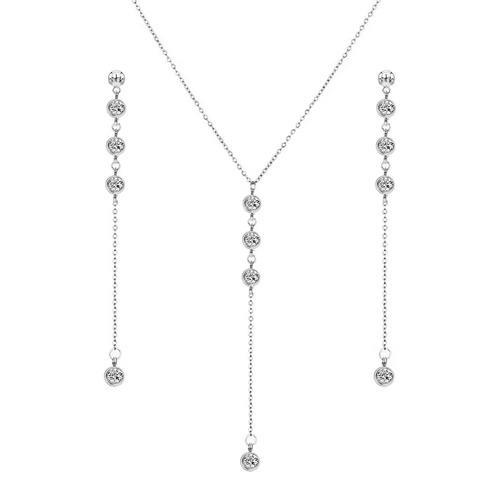 Hanging Crystal Necklace & Earring Set - Image 2