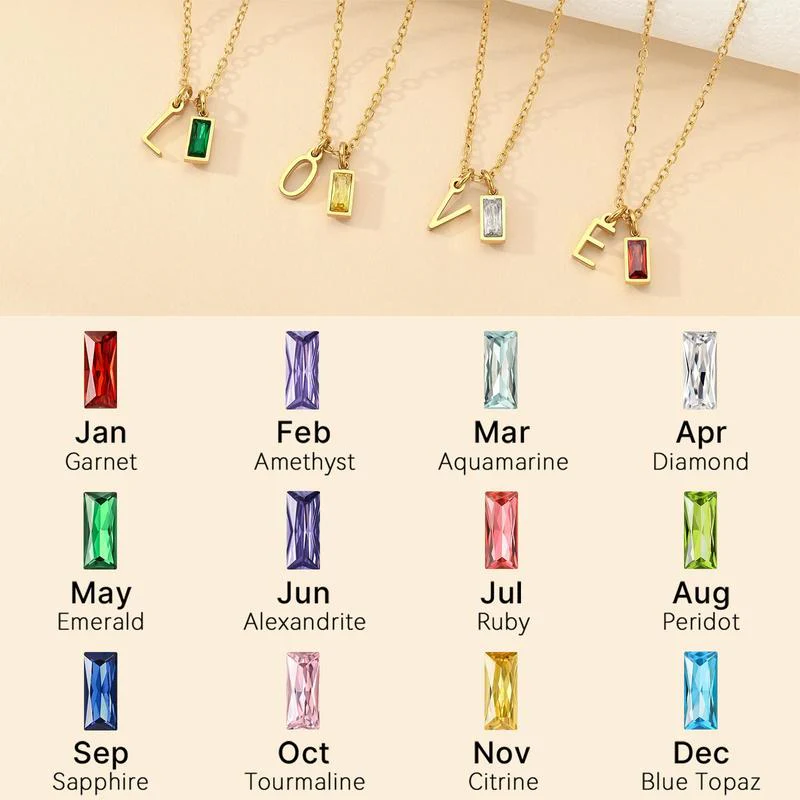 Initial Birthstone Necklace - Image 2