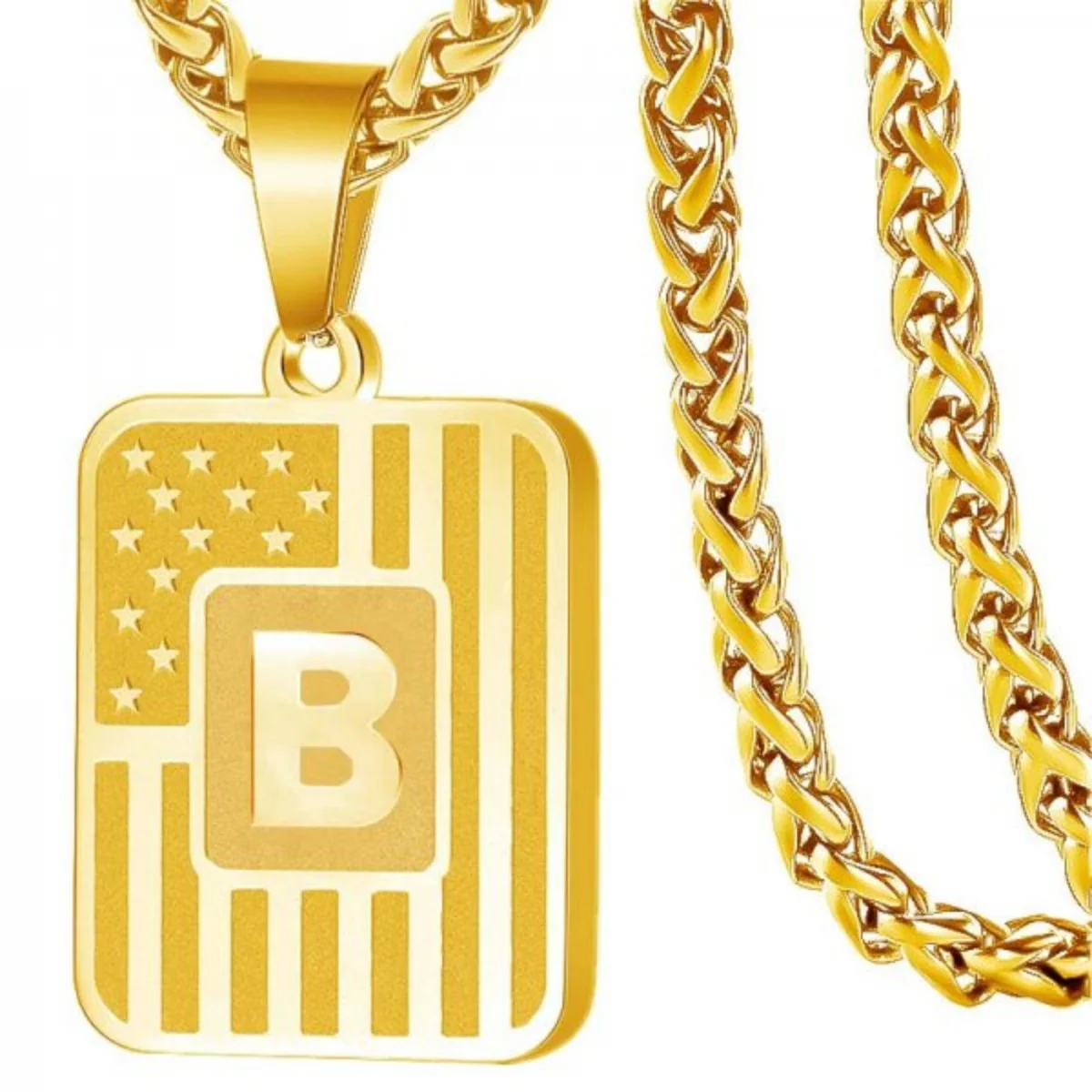 Initial Block Pendant Necklace - Image 3