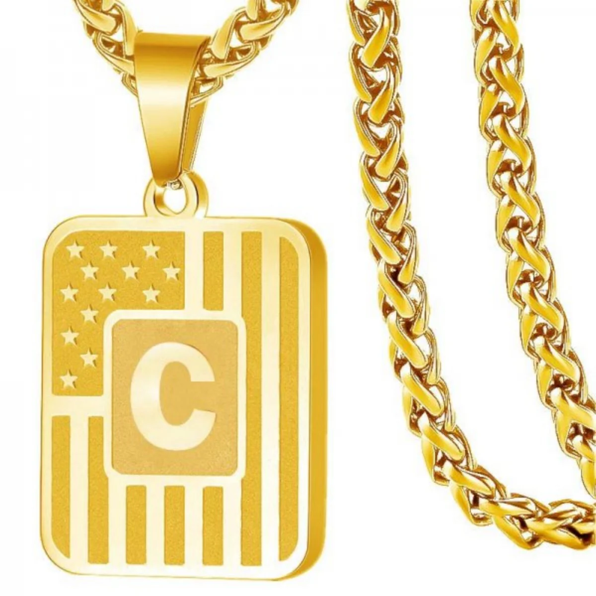 Initial Block Pendant Necklace - Image 4