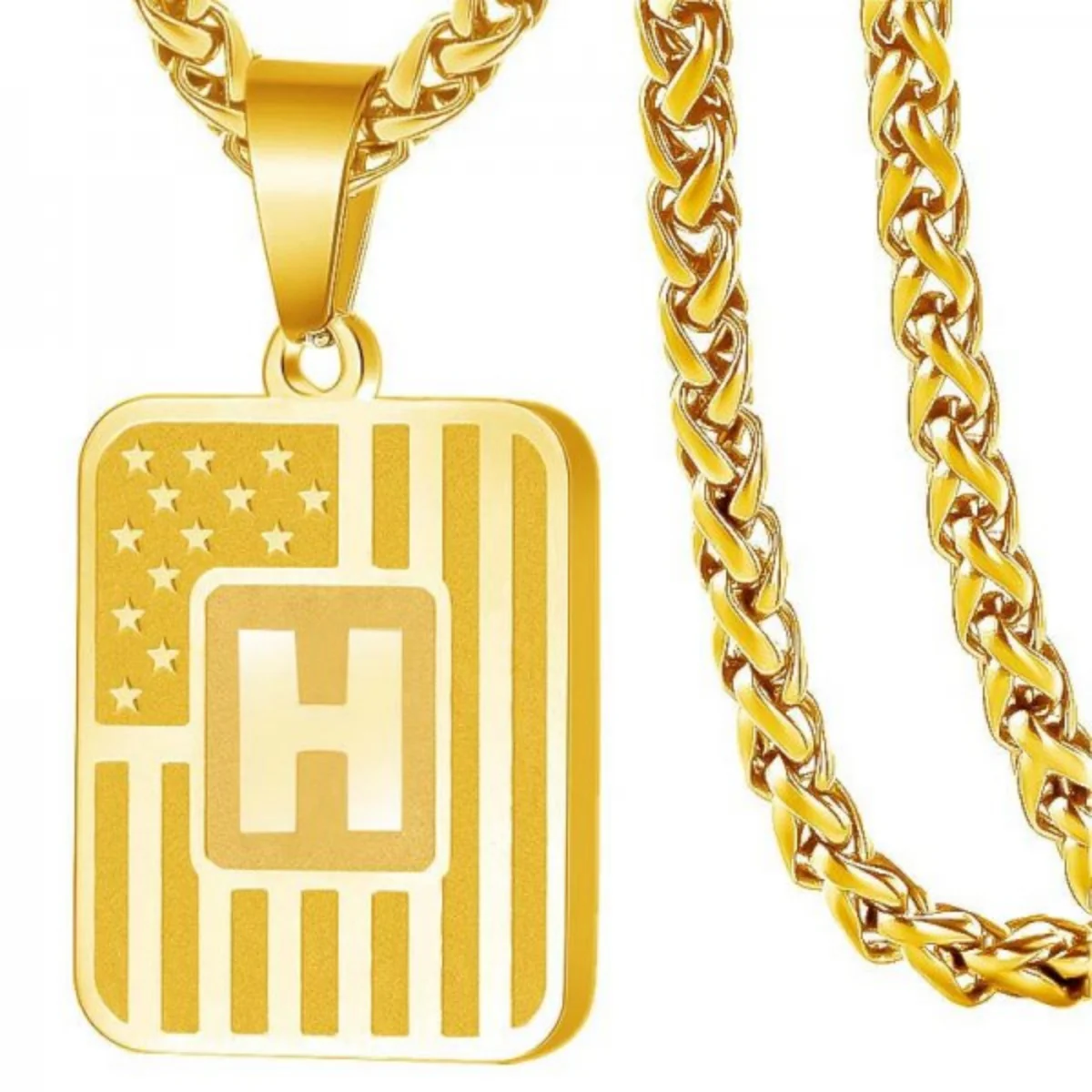 Initial Block Pendant Necklace - Image 9