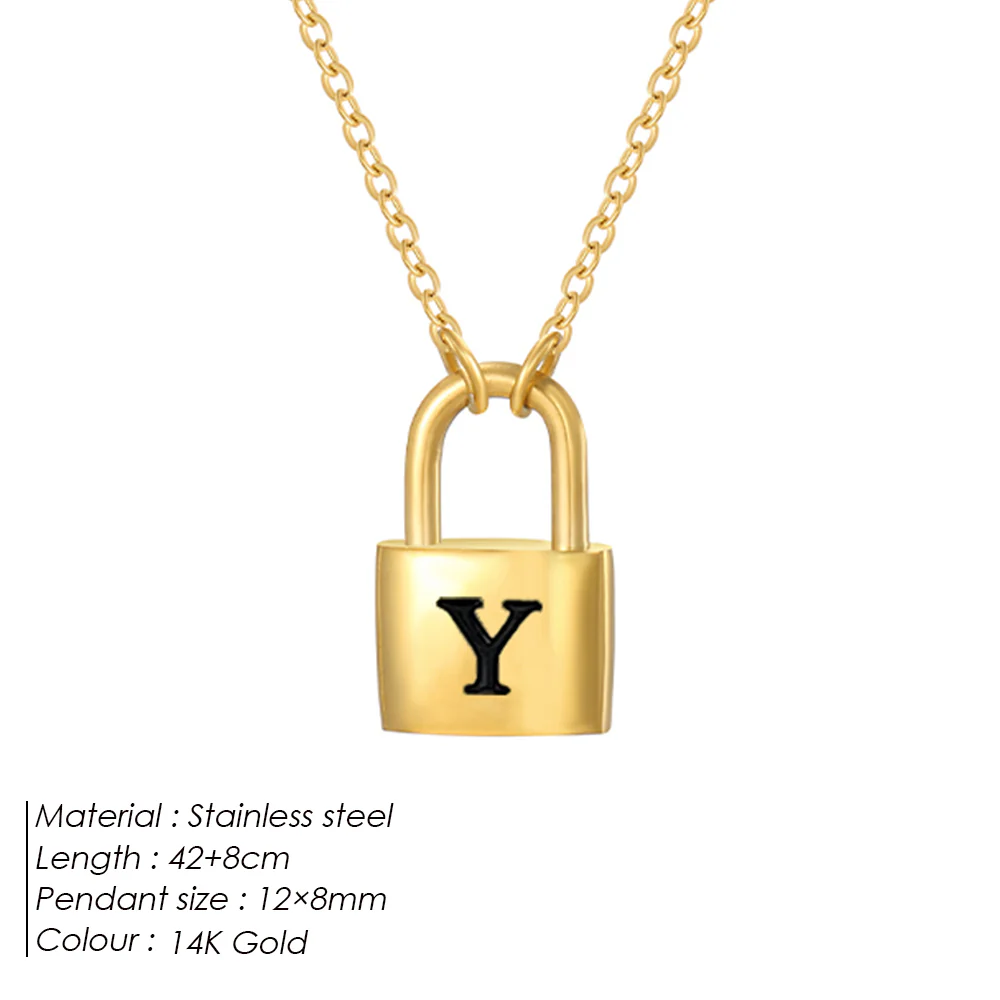 Initial Padlock Pendant Necklace - Image 25