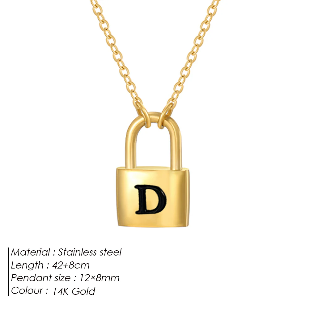 Initial Padlock Pendant Necklace - Image 4