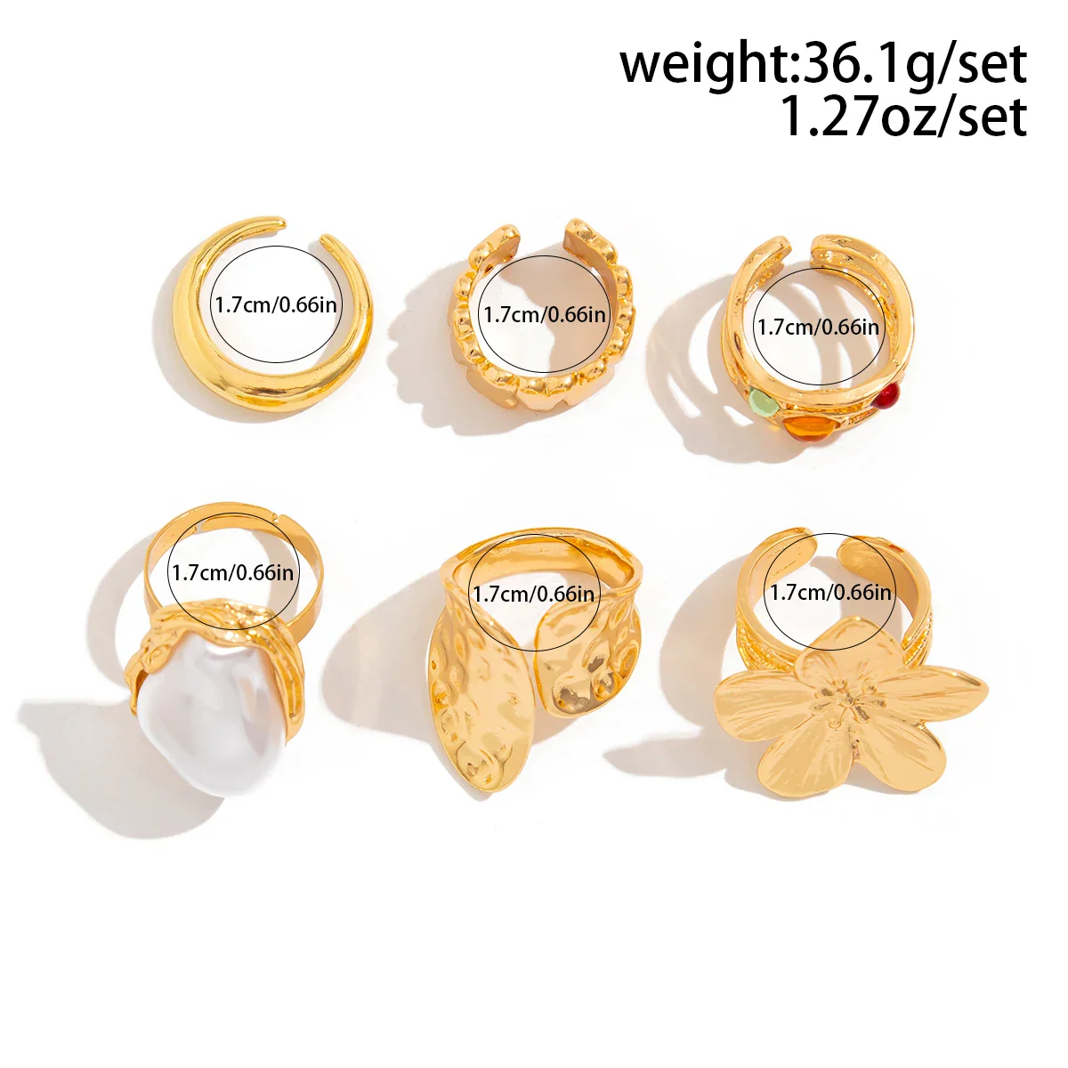 Irregular Floral Baroque Ring Set - Image 3