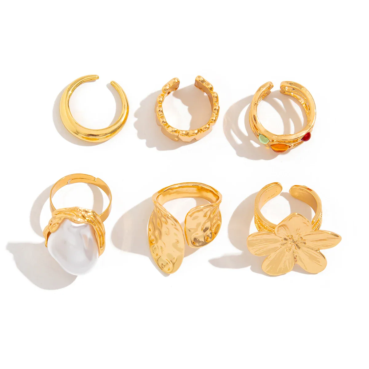Irregular Floral Baroque Ring Set - Image 4