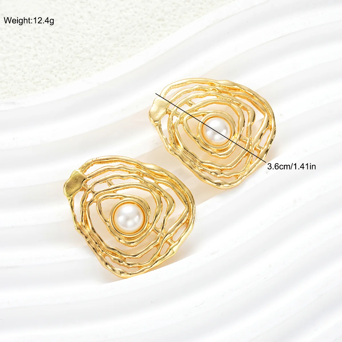 Irregular Pearl Frame Drop Earrings - Image 2