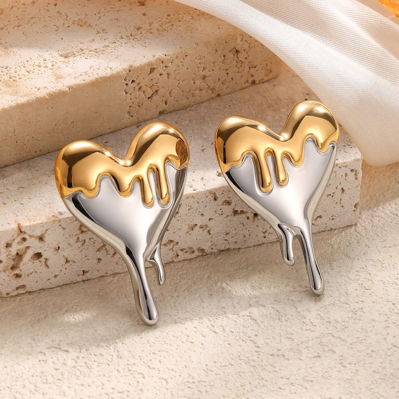 Melted Heart Statement Earrings - Image 4