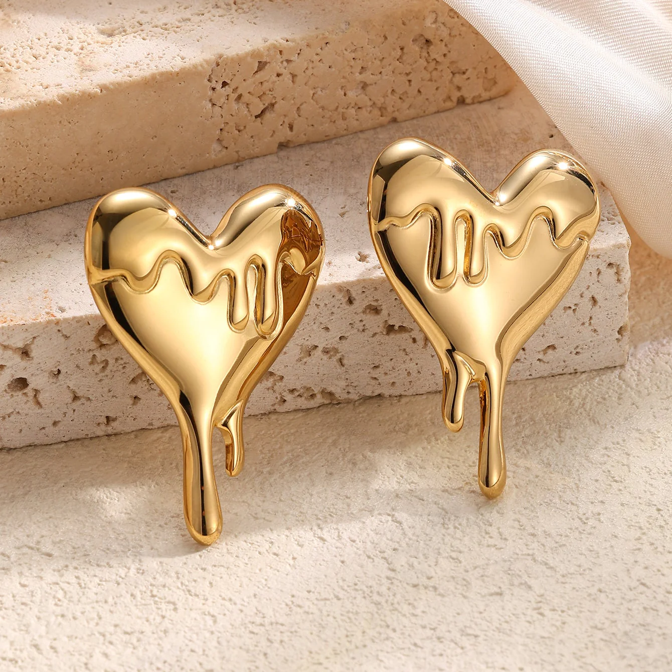 Melted Heart Statement Earrings - Image 5