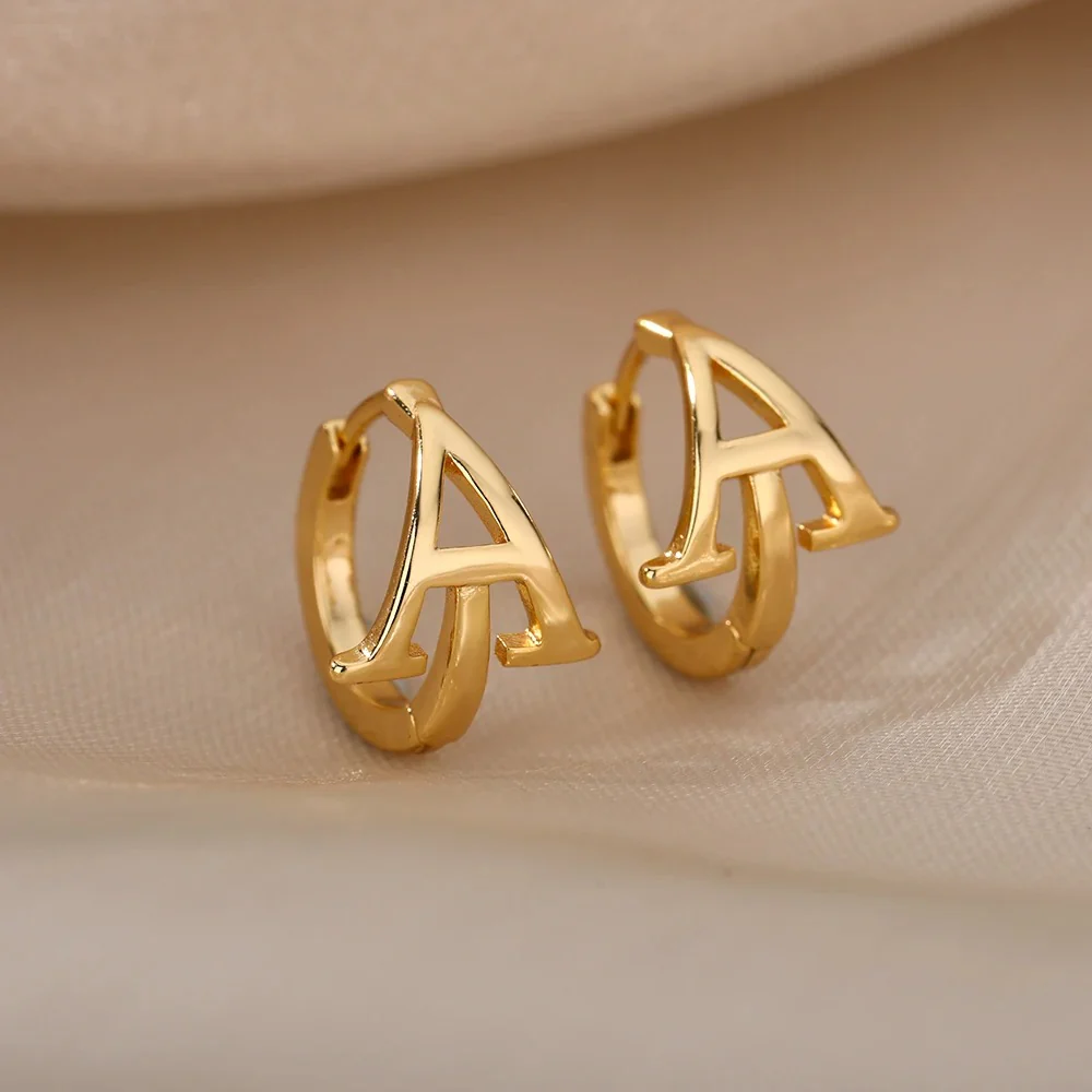 Minimal Initial Letter Stud Earrings