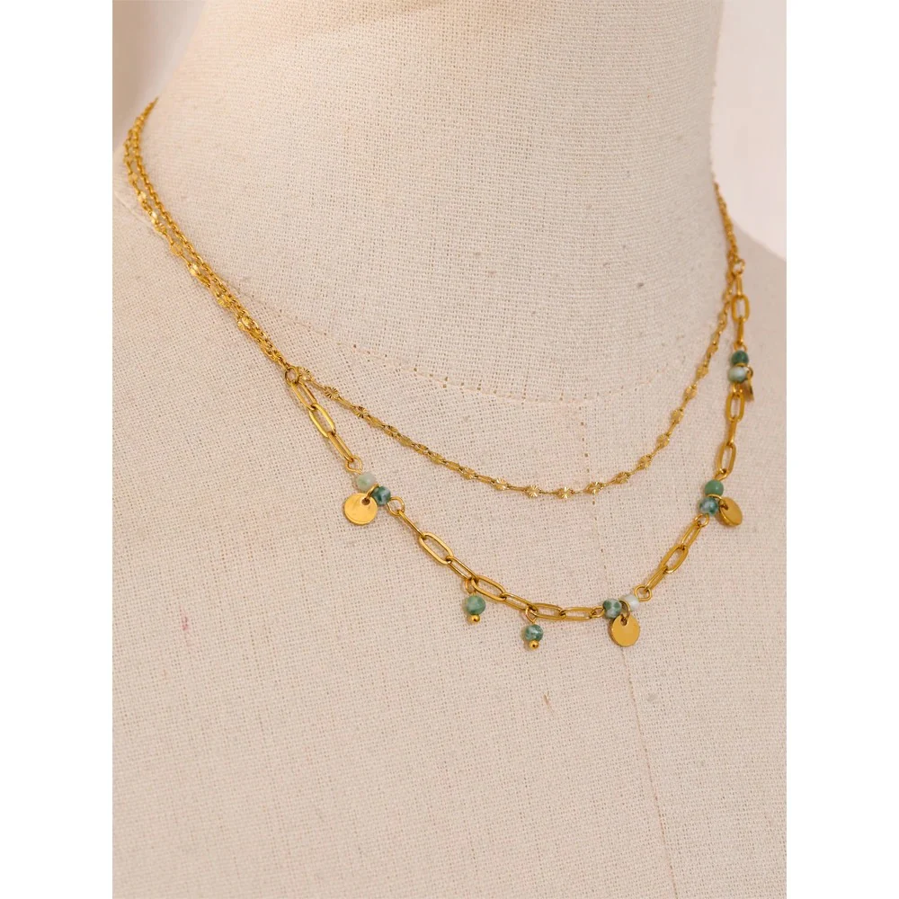 Natural Stone Double Layer Necklace - Image 2