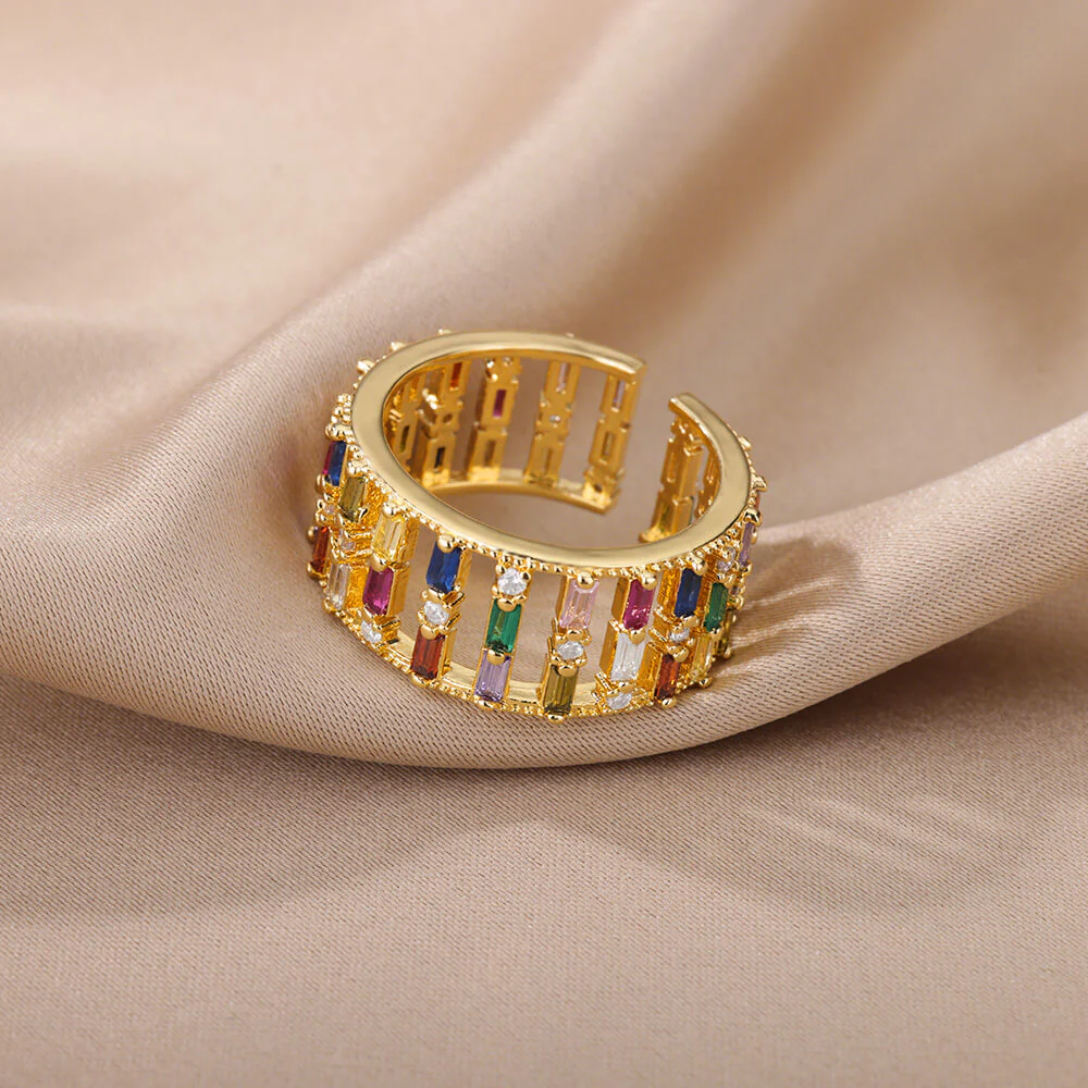 Open Gold Color Zircon Ring - Image 2