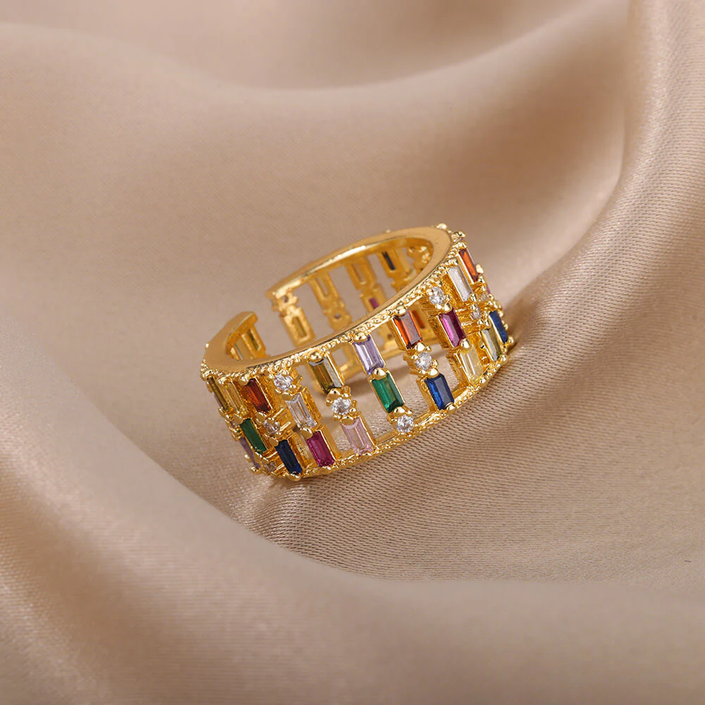 Open Gold Color Zircon Ring - Image 3