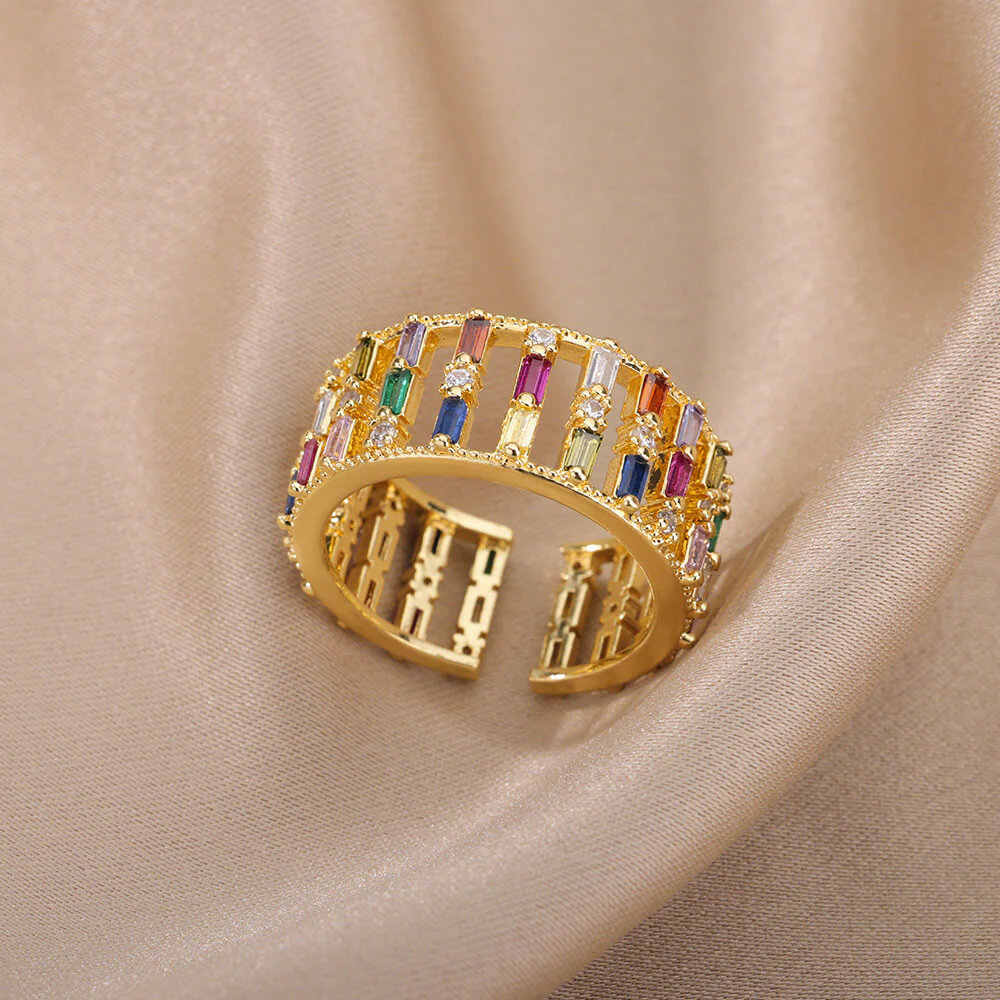 Open Gold Color Zircon Ring - Image 4