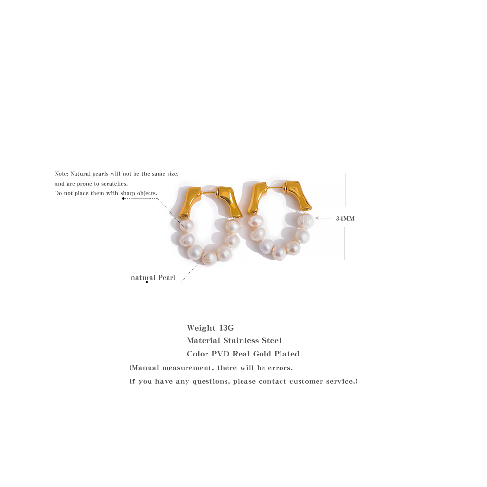 Pearl Beaded Hoop Earrings - Image 4