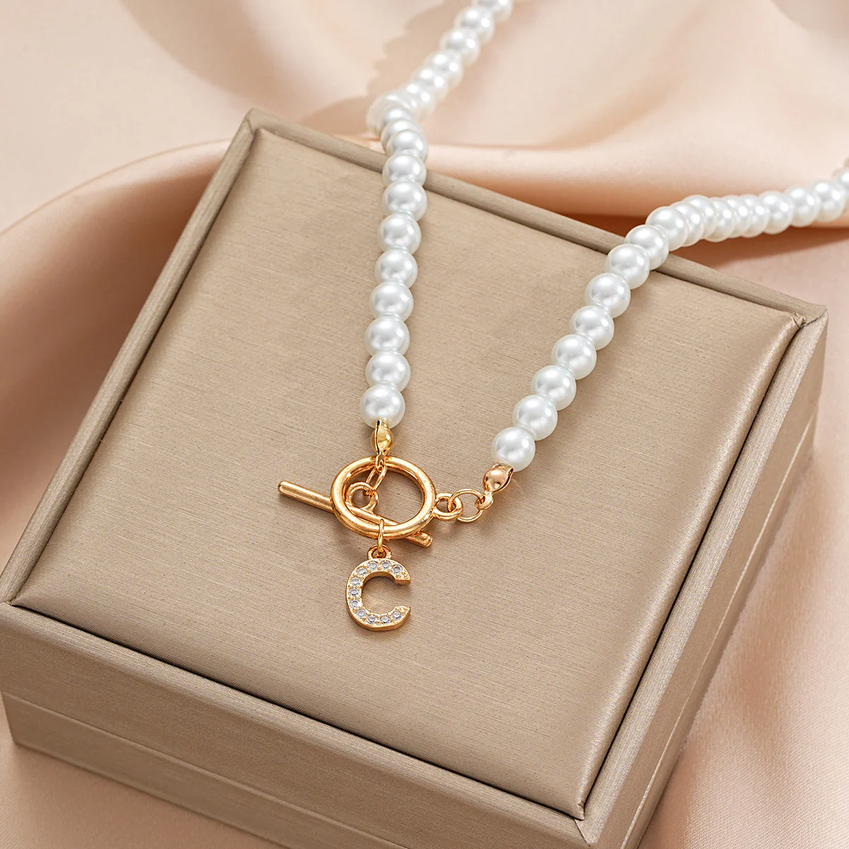 Pearl Initial Toggle Necklace - Image 12