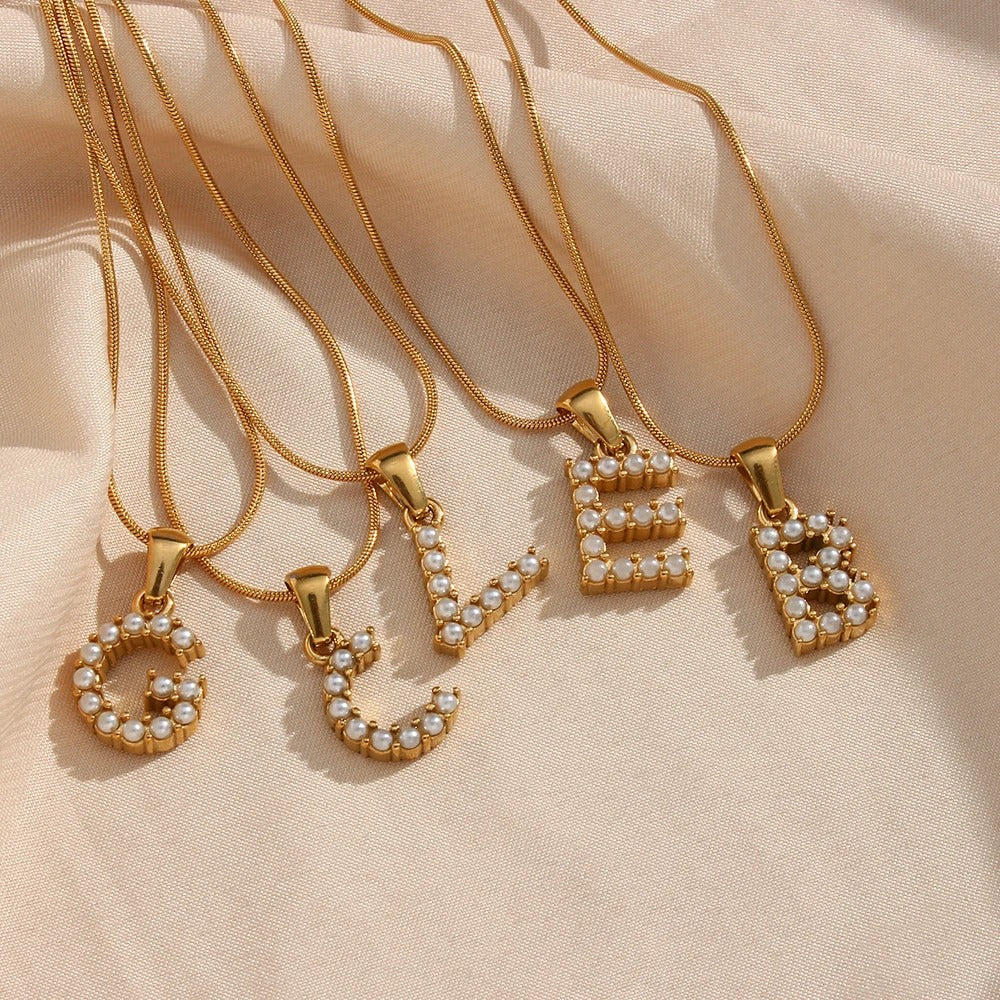 Pearl Letter Initial Necklace - Image 28