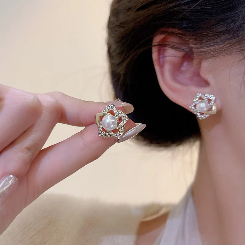 Pearl Petal Flower Stud Earrings