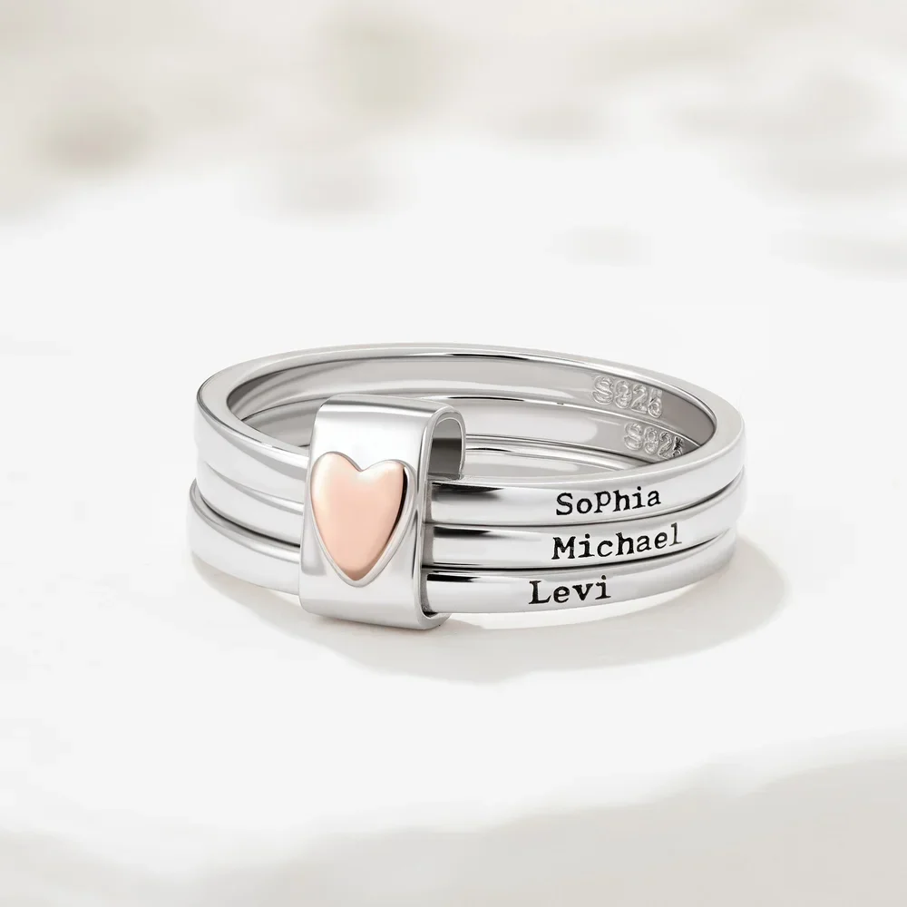 Personalized Heart Stackable Ring - Image 2