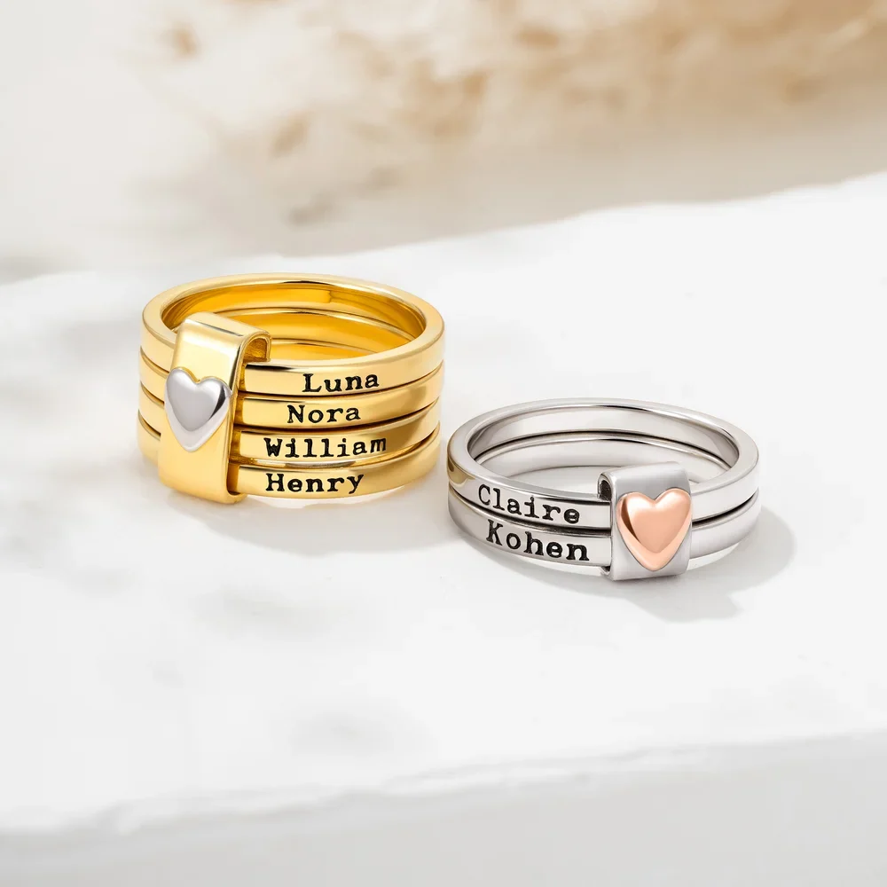 Personalized Heart Stackable Ring - Image 3